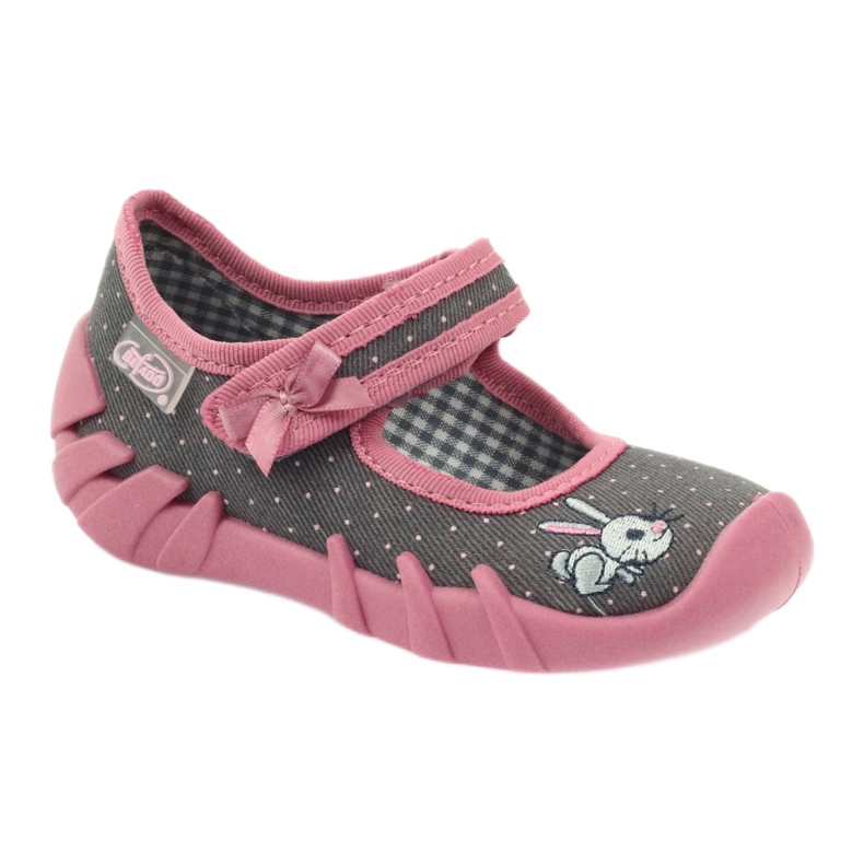 Chaussons lapin Befado 109p168 gris rose 1