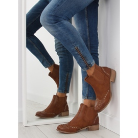 Bottines Chelsea marron à clous, marron Ka16-160sl Camel brun 2