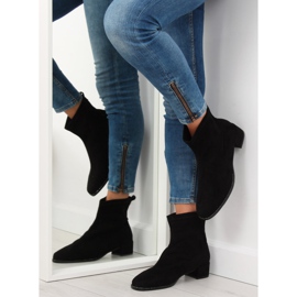 Bottines noires à talons bas F184 Noir le noir 2