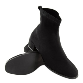 Bottines noires à talons bas F184 Noir le noir 4