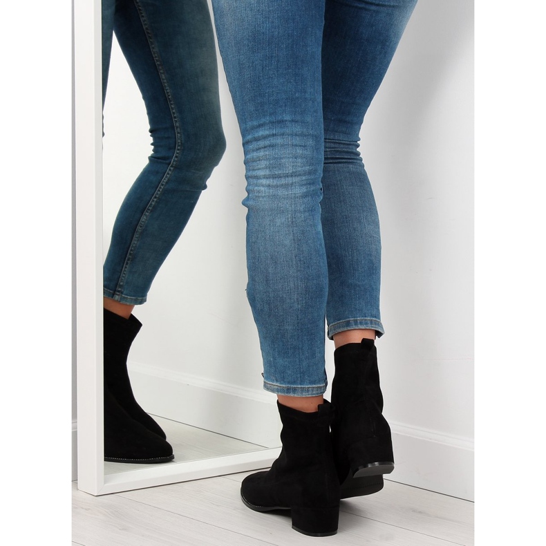 Bottines noires à talons bas F184 Noir le noir 1