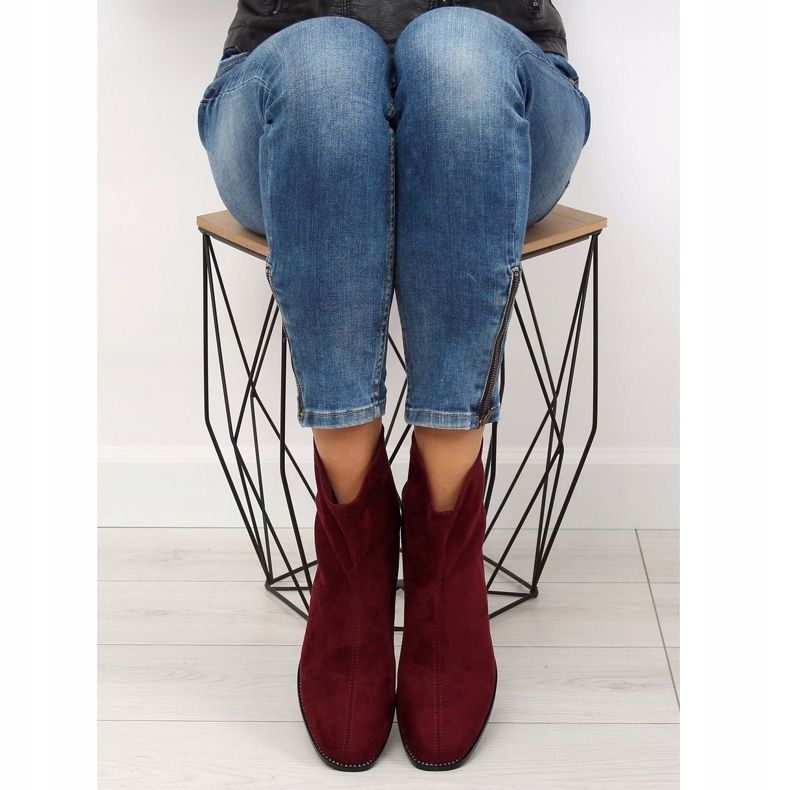 Bottines à talons bordeaux F184 Rouge 1