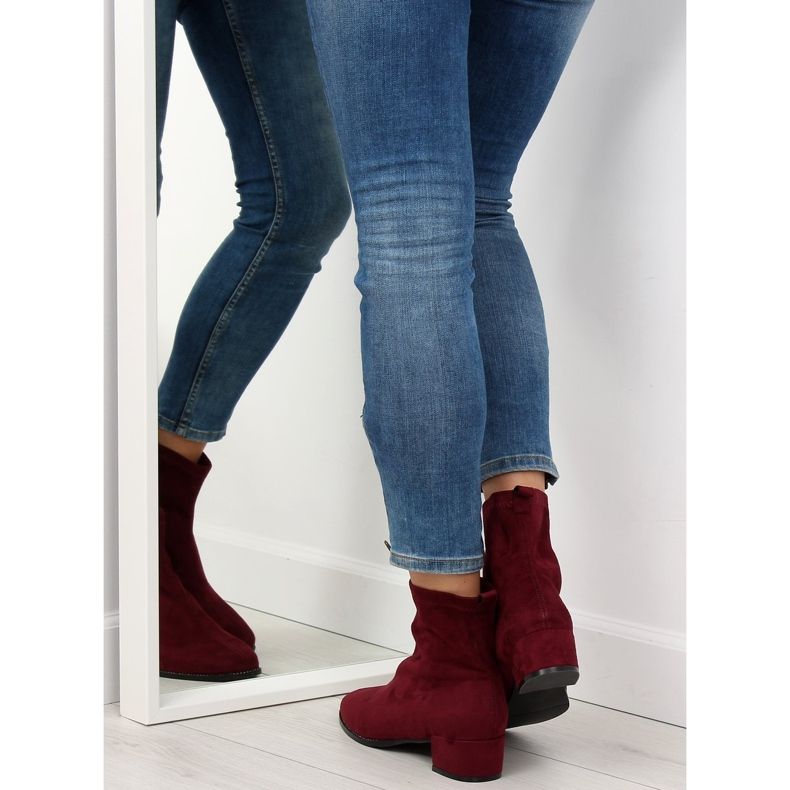 Bottines à talons bordeaux F184 Rouge 2