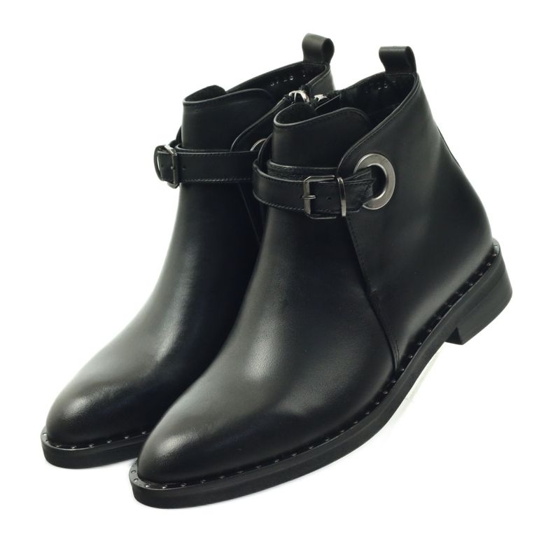 Edeo Bottes en cuir noir pour femmes isolées avec Polar 3243 3