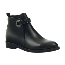 Edeo Bottes en cuir noir pour femmes isolées avec Polar 3243 1