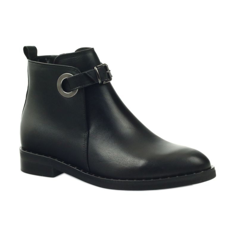Edeo Bottes en cuir noir pour femmes isolées avec Polar 3243 1