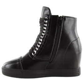Bottes noires sur un talon compensé caché NC737 Noir 1