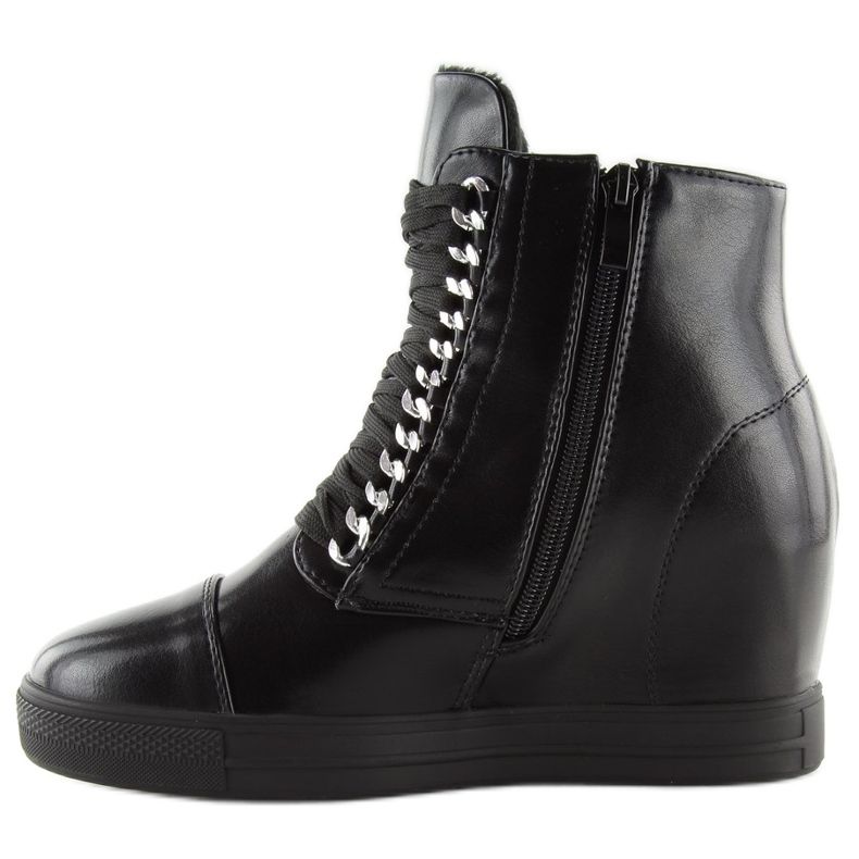 Bottes noires sur un talon compensé caché NC737 Noir 1