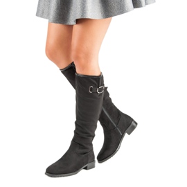 Super Me Bottes en daim classiques noir 1