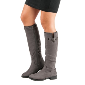 Super Me Bottes en daim classiques gris 4