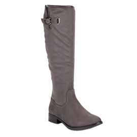 Super Me Bottes en daim classiques gris 2