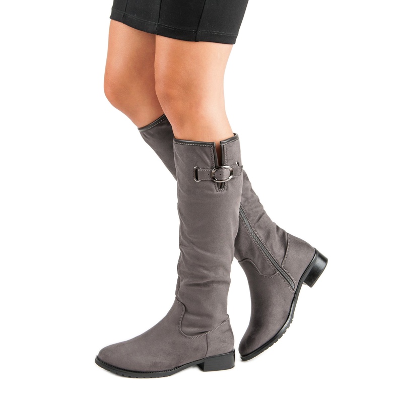 Super Me Bottes en daim classiques gris 1