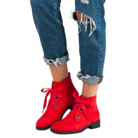 Seastar Bottines nouées en daim rouge 4