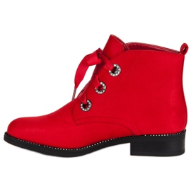 Seastar Bottines nouées en daim rouge 1