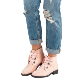 Seastar Bottines en daim à nouer rose 1