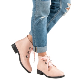 Seastar Bottines en daim à nouer rose 2