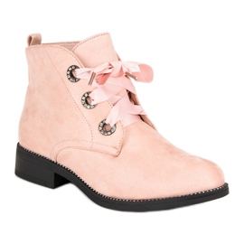 Seastar Bottines en daim à nouer rose 3