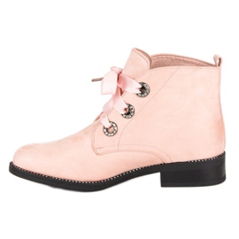 Seastar Bottines en daim à nouer rose 4