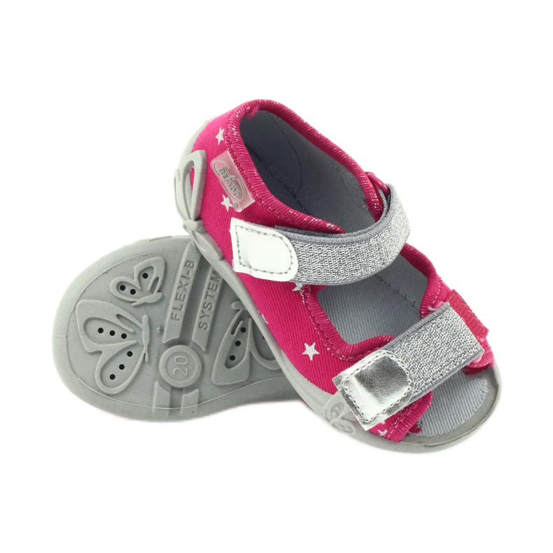 Befado chaussures pour enfants sandales pantoufles 242p085 gris rose 3