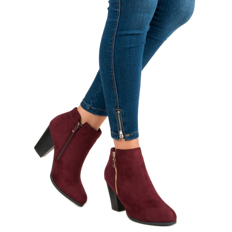 Groto Gogo Bottines en daim sur le poteau rouge 2