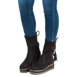 Forever Folie Bottines en daim à talon compensé noir 1