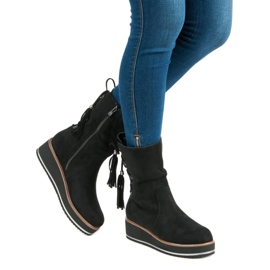 Forever Folie Bottines en daim à talon compensé le noir 2