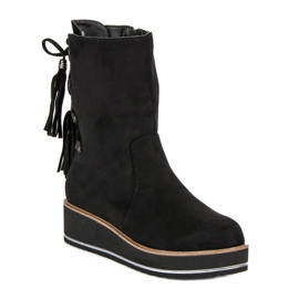 Forever Folie Bottines en daim à talon compensé le noir 3