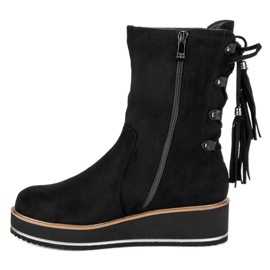 Forever Folie Bottines en daim à talon compensé le noir 4