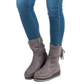 Forever Folie Bottines en daim à talon compensé gris 5