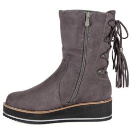 Forever Folie Bottines en daim à talon compensé gris 3