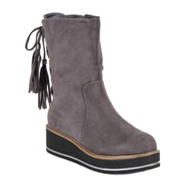 Forever Folie Bottines en daim à talon compensé gris 2