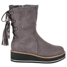 Forever Folie Bottines en daim à talon compensé gris 6