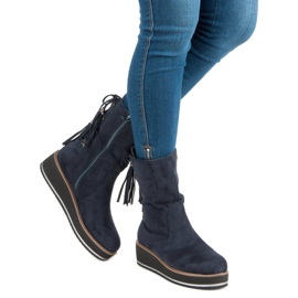 Forever Folie Bottines en daim à talon compensé bleu 3