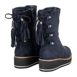 Forever Folie Bottines en daim à talon compensé bleu 6