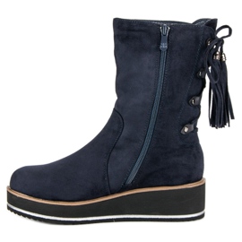 Forever Folie Bottines en daim à talon compensé bleu 5