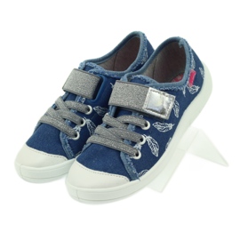 Befado chaussures pour enfants pantoufles baskets 251y111 blanche bleu gris 4