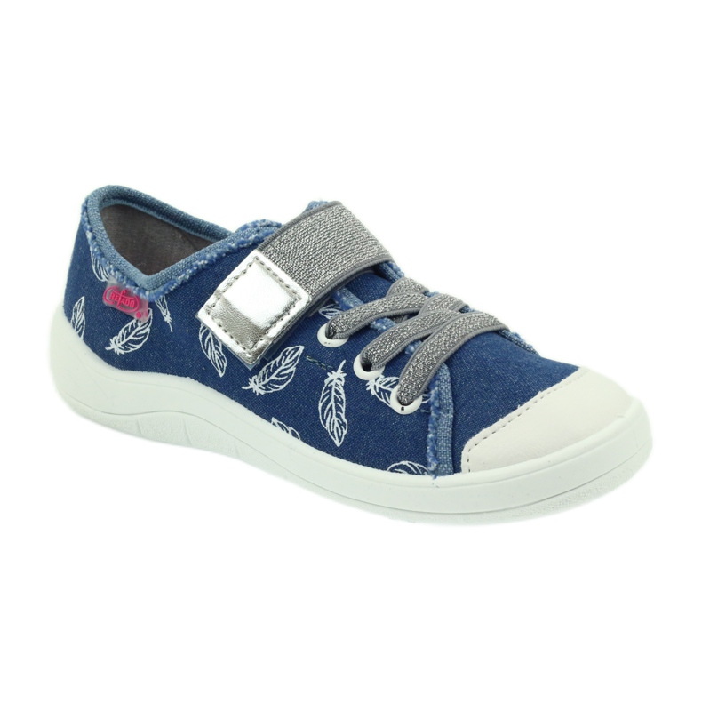 Befado chaussures pour enfants pantoufles baskets 251y111 blanche bleu gris 1