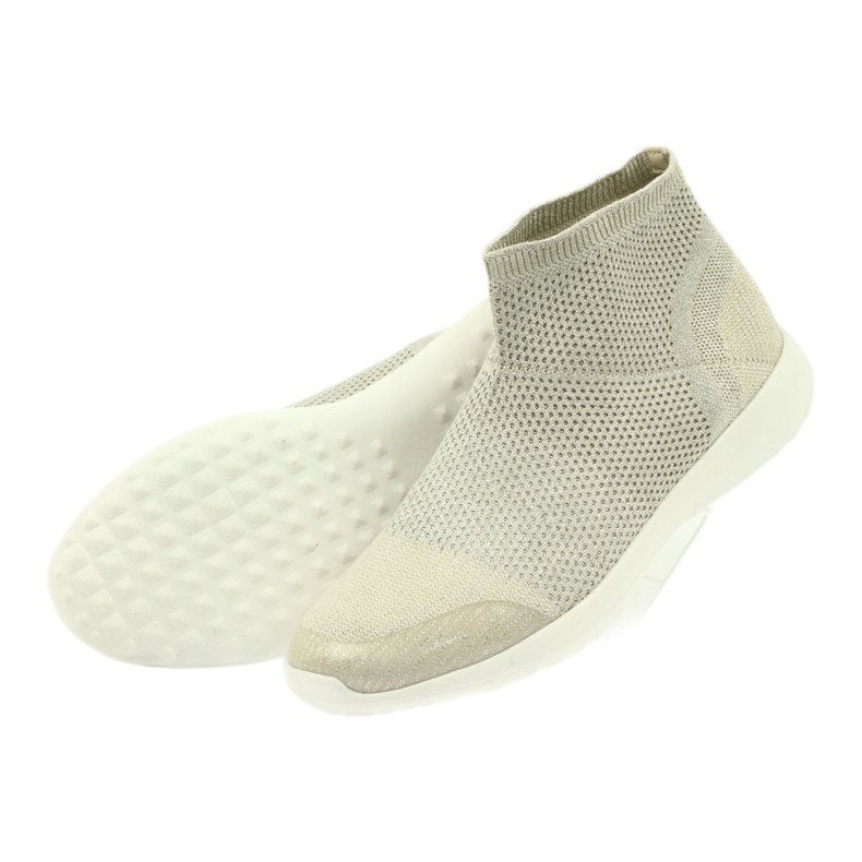 American Club Chaussures de sport américaines pour femmes 17044 beige argent jaune 4