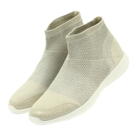 American Club Chaussures de sport américaines pour femmes 17044 beige argent jaune 3
