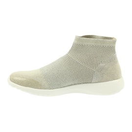 American Club Chaussures de sport américaines pour femmes 17044 beige argent jaune 2
