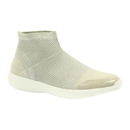 American Club Chaussures de sport américaines pour femmes 17044 beige argent jaune 1