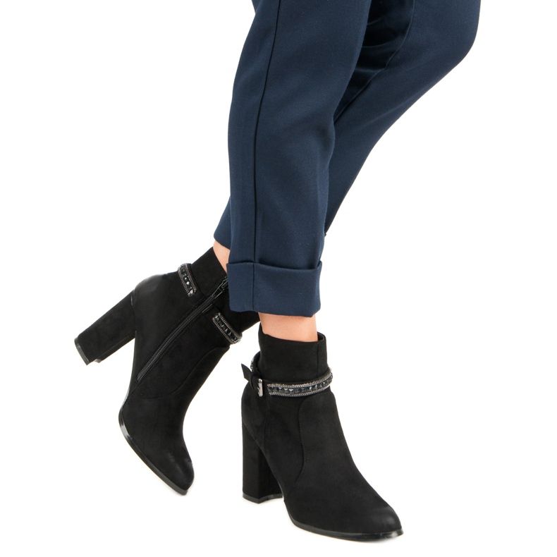 Bottines à talons en daim de VINCEZA le noir 1