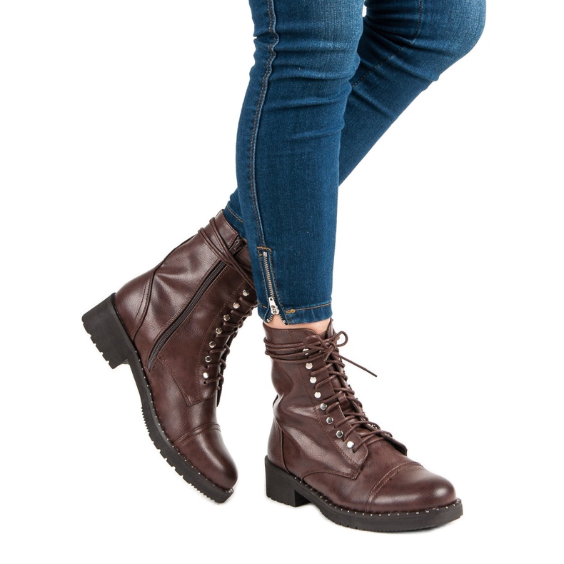 Anesia Paris Bottes nouées marron brun 1