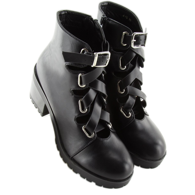 Bottines rock noires découpées J-10 Black 2