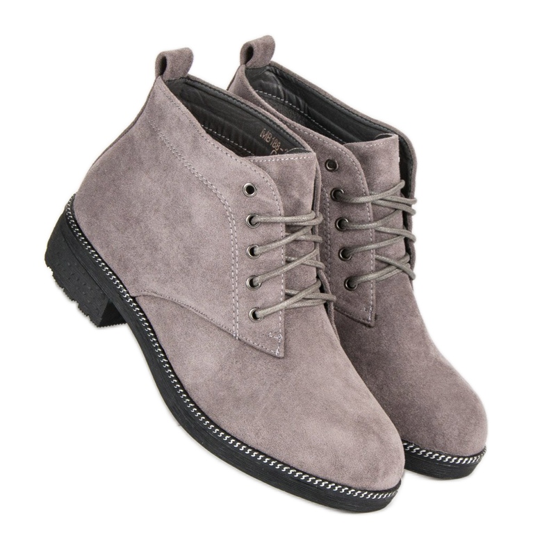 Nio Nio Bottines en daim à lacets gris 2