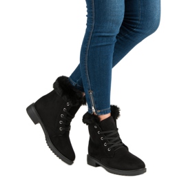 Bottines chaudes et nouées noir 1