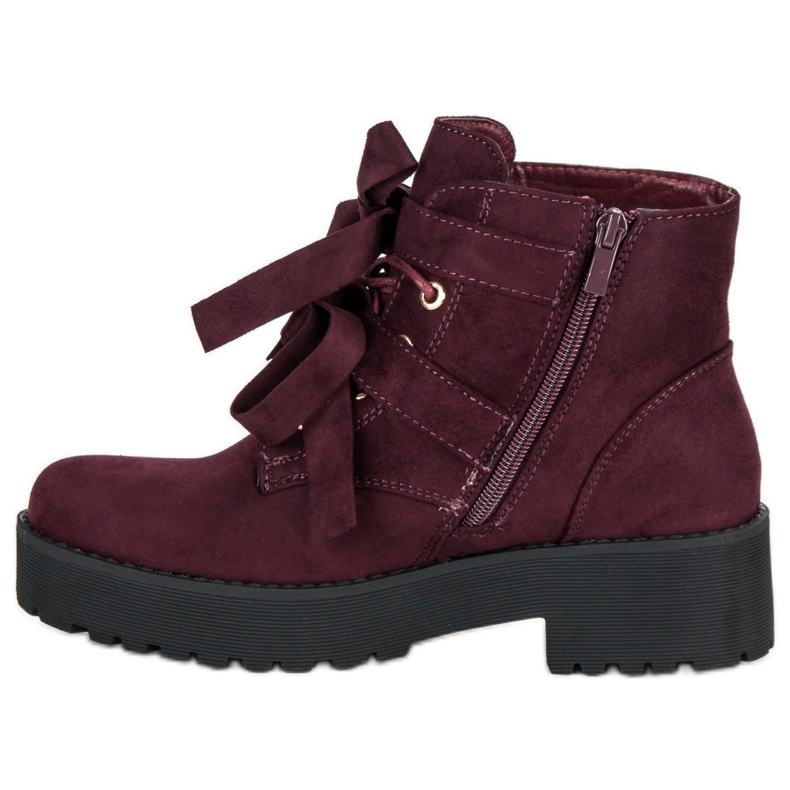 Bottines en daim bordeaux rouge 1
