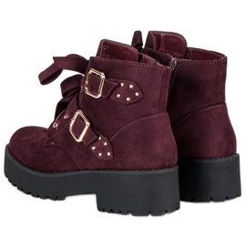 Bottines en daim bordeaux rouge 2