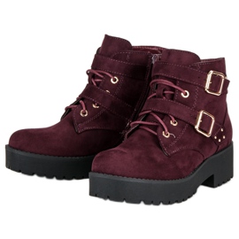 Bottines en daim bordeaux rouge 5
