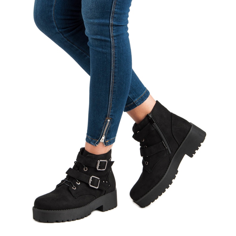 Bottes noires en daim le noir 1